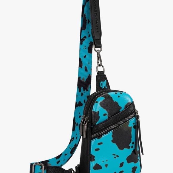 Montana West Handbags - Montana West Blue and Black Crossbody Bag with Adjustable Strap